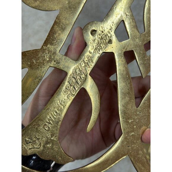 VTG Virginia Metalcrafters Brass Queen Anne Cypher Trivet Colonial Williamsburg - Picture 5 of 7